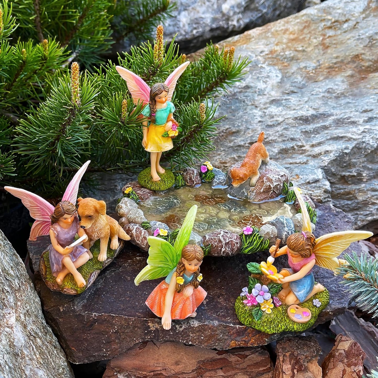 Mood Lab Fairy Garden Miniature Pond Kit - Figurines & Accessories Set of 5 pcs - Outdoor or House Decor-VerdiqueGarden