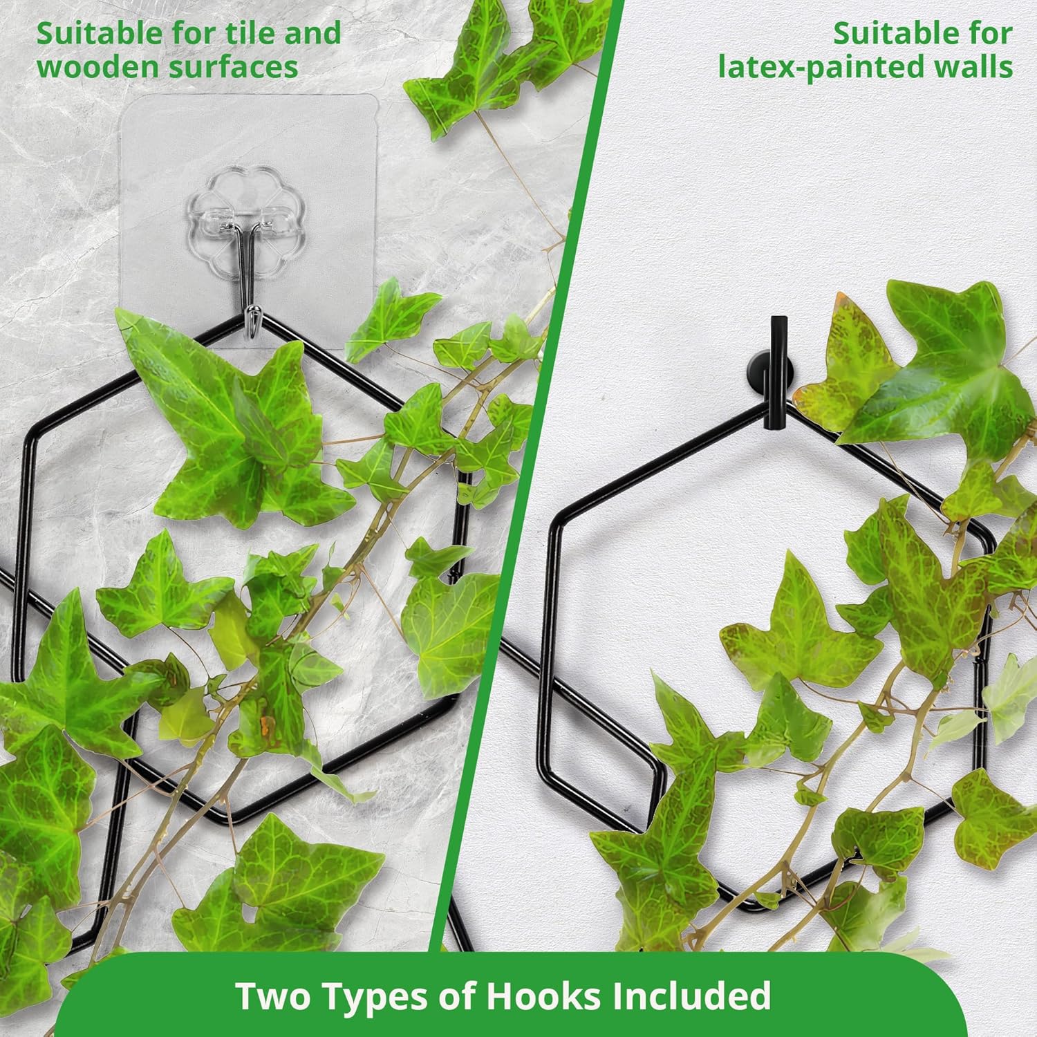 24 Pcs Chain Trellis for Climbing Plants, 120 Inch Long Metal Plant Trellis Indoor Outdoor, Garden Wall Vine Support Trellis, Plant Accessories for Ivy, Peonies, Hexagonal Design Black-VerdiqueGarden