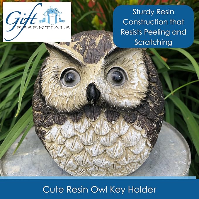 Stocky Owl Garden Decor Holds a Hidden Key Outside - Secret Magnetic Panel Key Hider-VerdiqueGarden