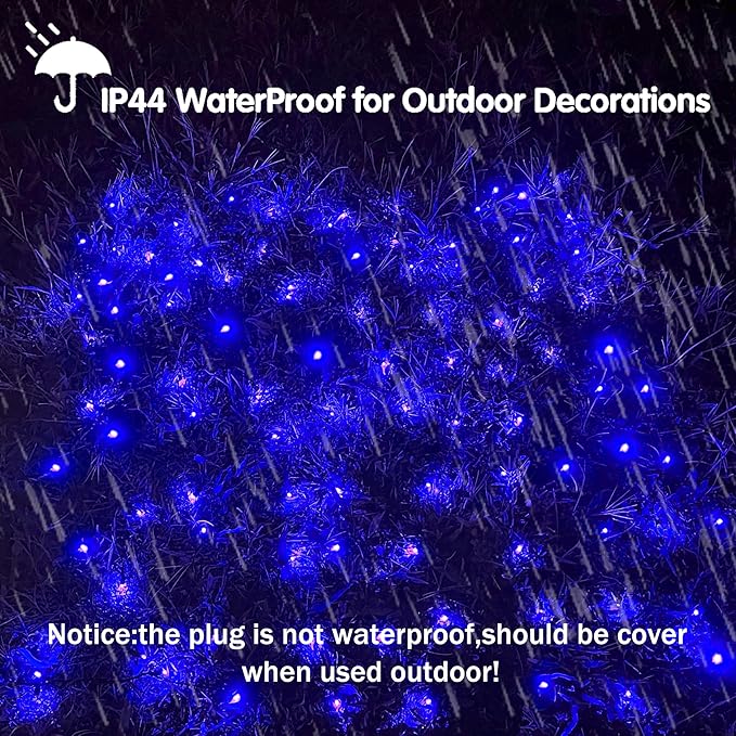 HISHINY LED Blue Christmas Net Lights Outdoor Christmas Decorations 5ftx5ft 100LED Green Wire,Connectable Outdoor Indoor Yard Mesh Shrub Net Lights String for Halloween Chritmas Party,Tree,Bush(Blue)-VerdiqueGarden