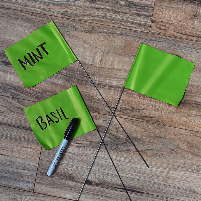 Green Marking Flags 1000 Pack - 4x5x15 Inch Green Flags for Yard - Markers For Lawn, Irrigation, Landscaping, Survey & Sprinkler Head Marking-VerdiqueGarden