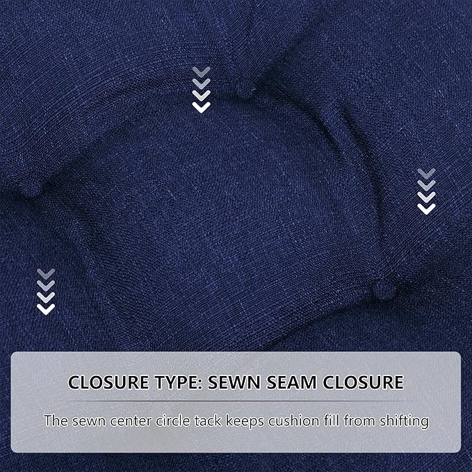 RACE LEAF 4 Pack 17x17 Patio Chair Cushions, Thickened Waterproof Cushions with Stain Resistant Cover and Non-Slip Ties (Navy)-VerdiqueGarden