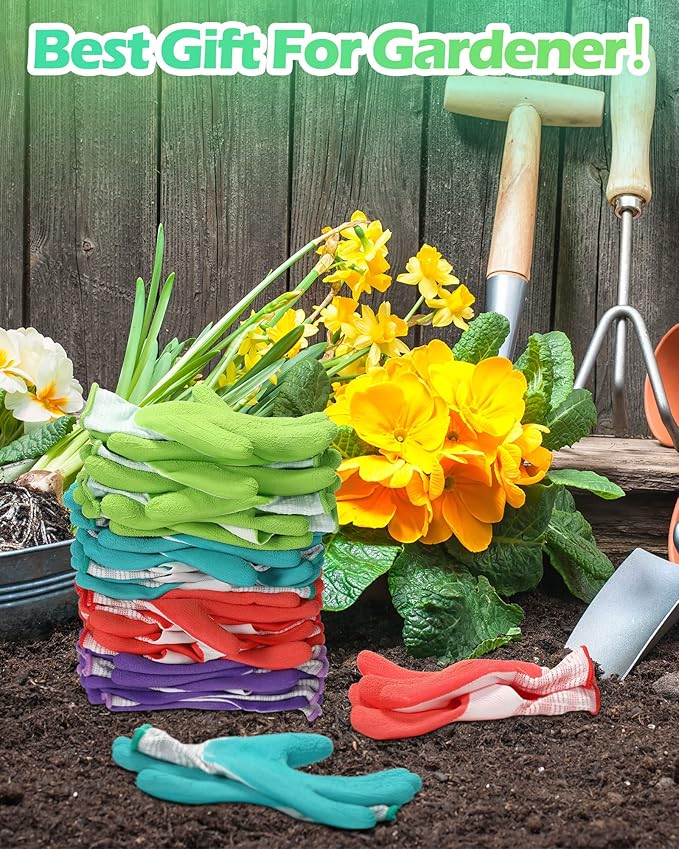 Irenare 16 Pairs Gardening Gloves Bulk for Women Breathable Rubber Coated Yard Garden Gloves Outdoor Protective with Grip-VerdiqueGarden