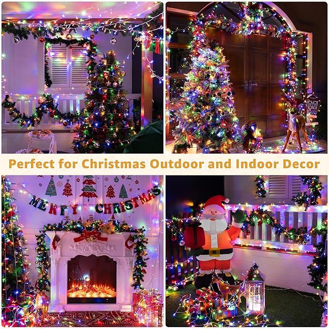 Ollny Christmas Lights Outdoor 800LED 262FT, Multicolor Plug in Fairy Lights with Remote, 8 Modes Waterproof Timers Dimmable LED String Lights for Indoor House Outside Bedroom Patio Balcony-VerdiqueGarden
