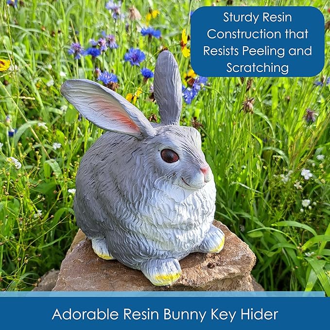 Stocky Bunny Garden Statue - Outdoor Key Hider for Garden, Porch or Patio - Magnetic Cover Key Hider-VerdiqueGarden