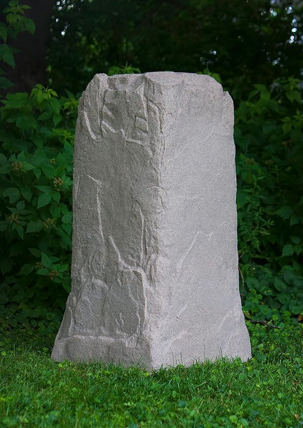 Emsco Group 2235 Natural Sandstone Appearance Utility Cover – Lightweight – Easy to Install Tall Monolith Landscape Rock-VerdiqueGarden