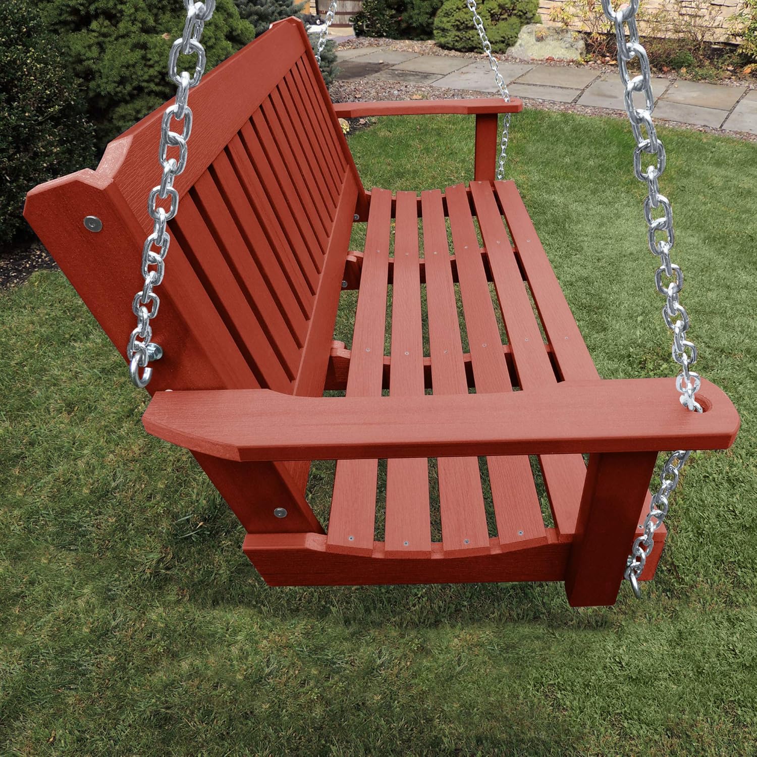 highwood Lehigh Porch Swing, 5 Feet, Rustic Red-VerdiqueGarden