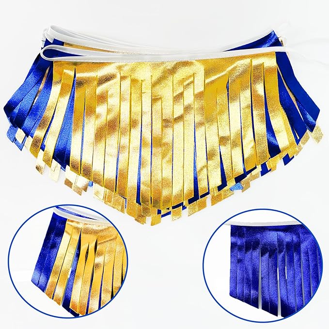 Royal Blue Gold Tassel Banner Metallic Fabric Pennant Bunting Flag for Graduation Retirement Bachelorette Birthday Engagement Wedding Bridal Shower Nautical Ahoy Achor Party Decorations Supplies-VerdiqueGarden