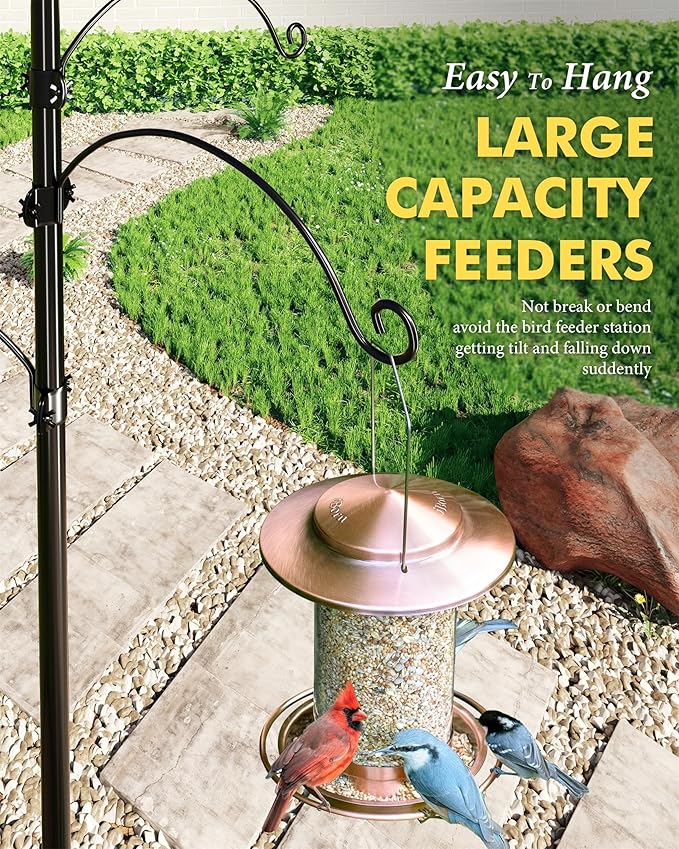iBorn Bird Feeders Hangers for 1” Pole Stand Station Outdoor Hanging Hooks for Humming Bird Feeders for Outside Plant Hanger Hook Bracket Kit 12.2 Inch Long Metal Hooks for 1 Inch Pole, Pack of 4-VerdiqueGarden