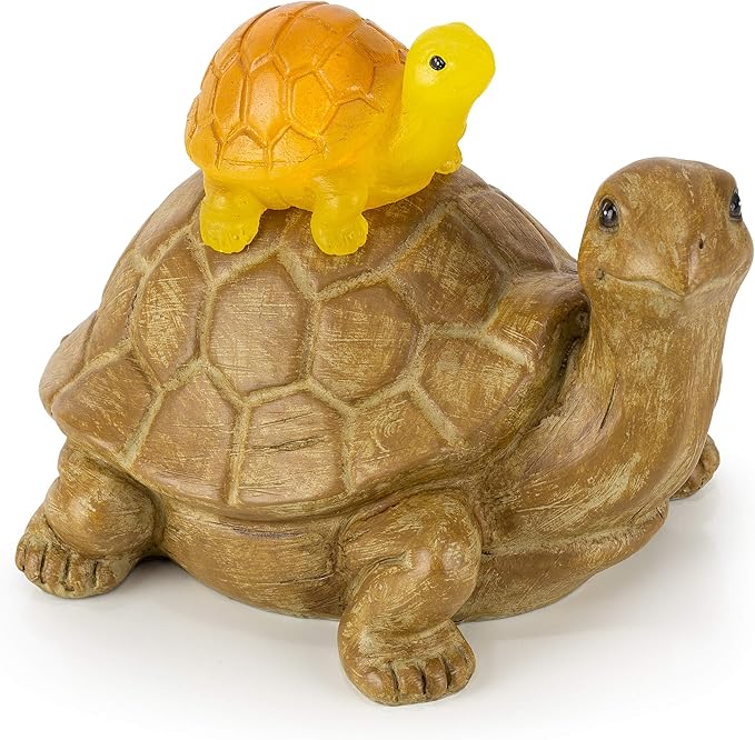 VP Home Mom and Baby Turtle Solar Powered LED Outdoor Decor Garden Light Great Addition for Your Garden, Solar Powered Light Decorations Gifts for Outside Patio Lawn Yard-VerdiqueGarden