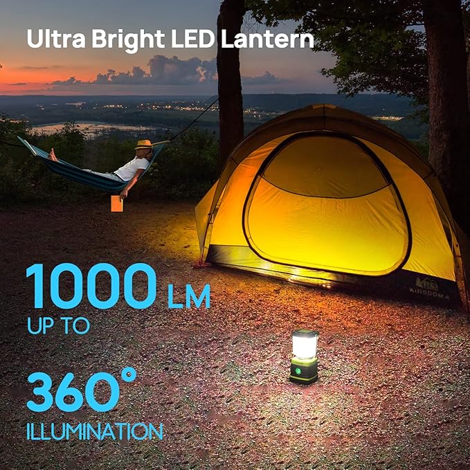 LED Camping Lantern, Consciot Battery Powered Camping Lights, 1000LM, 4 Light Modes, IPX4 Waterproof Tent Lights, Portable Flashlight for Power Outages, Emergency, Hurricane, Hiking, 2-Pack-VerdiqueGarden