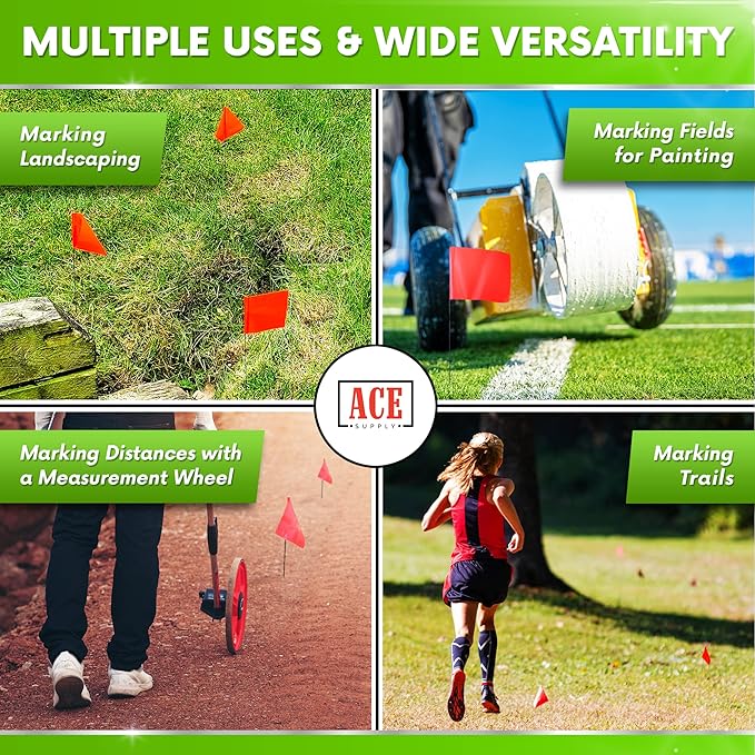 Fluorescent Orange Yard Marking Flags - 4x5x15 Inch Marker Flags - 50 Pack - Markers For Lawn, Irrigation, Landscaping, Survey & Sprinkler Head Marking-VerdiqueGarden