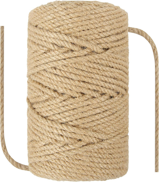 1/4 in (6 mm) X 328 Ft (100 Meters) Natural Sisal Hemp Rope Heavy Duty Thick Twine for Cat Scratcher Post Tree, Garden, Binding, Crafts Packing Material-VerdiqueGarden