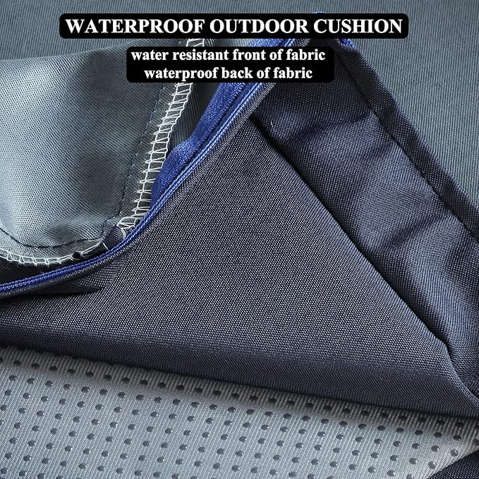 Patio Chair Cushions Set of 2 Non Slip Bottom Chair Pad with Ties Waterproof Square Outdoor Seat Cushion Replacement for Garden Swing Furniture 20x20 Inch, Navy Blue-VerdiqueGarden