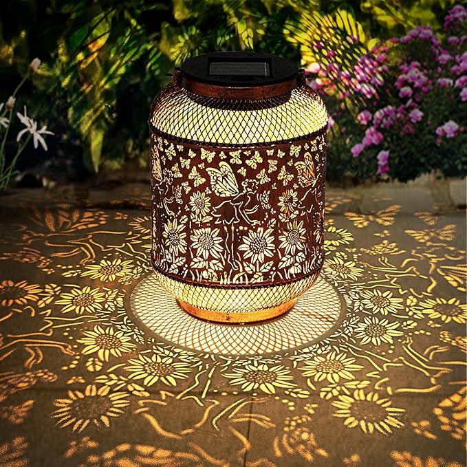 Hummingbird Solar Lantern Outdoor Waterproof Garden Decor, Christmas Gifts for Women, Mom, Metal Hanging Sunflower Solar Lights Outdoor Decoration for Yard, Patio, Tabletop, Pathway-VerdiqueGarden