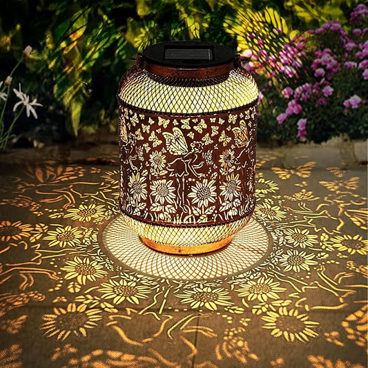 Hummingbird Solar Lantern Outdoor Waterproof Garden Decor, Christmas Gifts for Women, Mom, Metal Hanging Sunflower Solar Lights Outdoor Decoration for Yard, Patio, Tabletop, Pathway-VerdiqueGarden