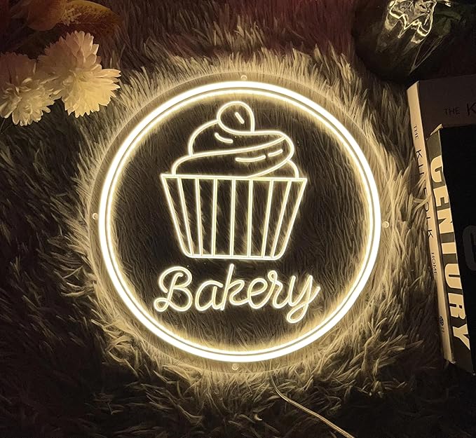 Bakery Neon Sign for Wall Decor Dimmable LED Neon Light Cake Bread Light Up Signs for Business Dessert Food Shop Restaurant Coffee Bar Birthday Party Decoration-VerdiqueGarden