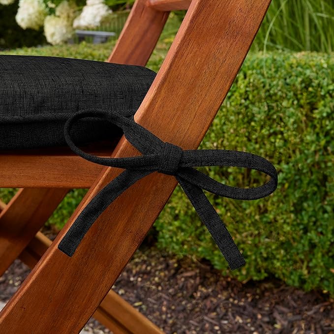 Arden Indoor/Outdoor Foam Seat Pad, 2 Pack, 17 x 16, Patio Cushion, Water Repellent, Fade Resistant, Foam Cushion Black Leala-VerdiqueGarden