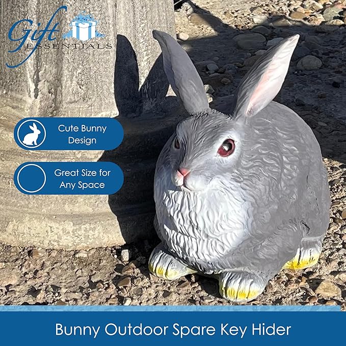 Stocky Bunny Garden Statue - Outdoor Key Hider for Garden, Porch or Patio - Magnetic Cover Key Hider-VerdiqueGarden