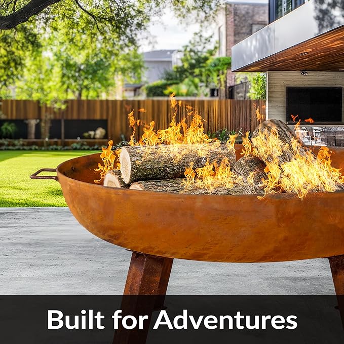 Sunnydaze 34-Inch Cast Iron Heavy-Duty Fire Pit for Outside - Wood-Burning Outdoor Fire Pit Bowl with Handles - Oxidized Finish-VerdiqueGarden