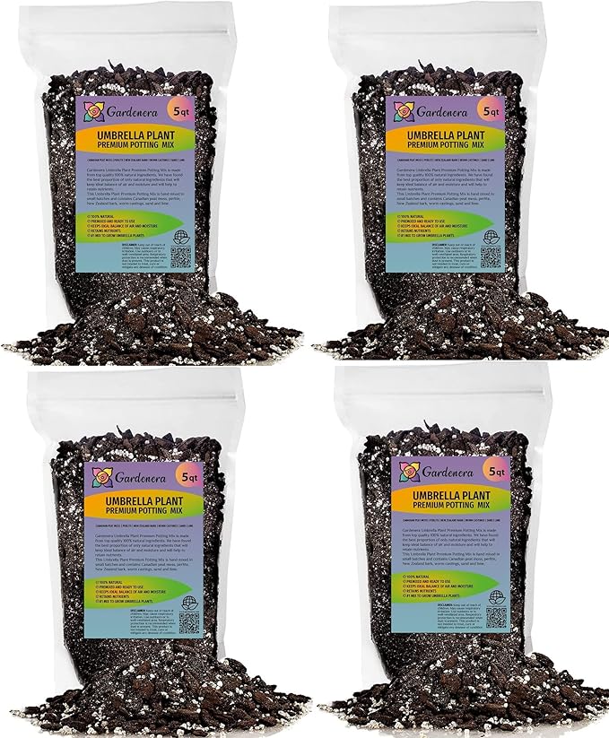 Umbrella Plant Premium Potting Mix - 20 Quart - Nourish Your Plants with Nature's Finest Ingredients (4 Bags of 5 QT)-VerdiqueGarden