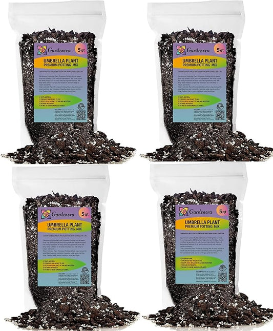 Umbrella Plant Premium Potting Mix - 20 Quart - Nourish Your Plants with Nature's Finest Ingredients (4 Bags of 5 QT)-VerdiqueGarden