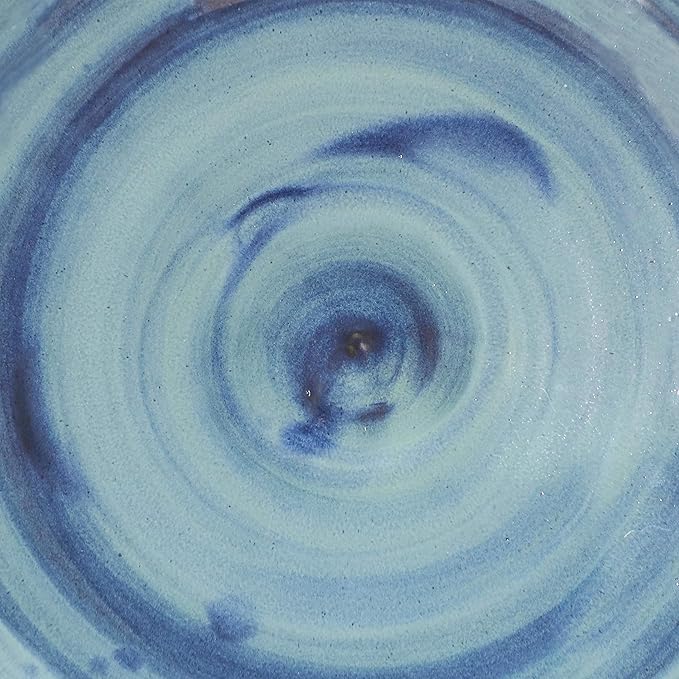 Sunnydaze 21" H Ceramic Bird Bath for Outside - Hand-Painted Outdoor Bird Bath Bowl, UV/Frost-Resistant Finish - Galaxy Blue - Ribbed Pedestal-VerdiqueGarden