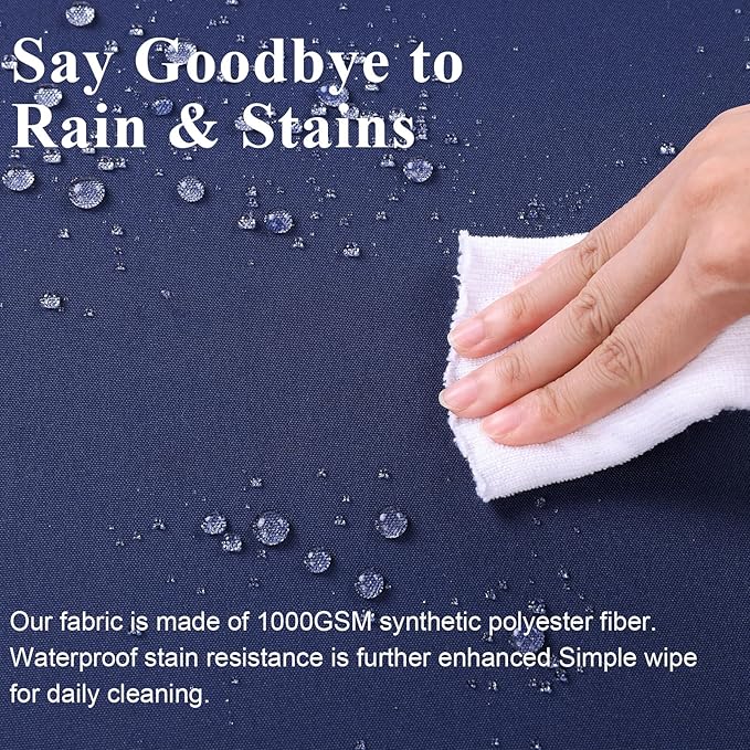 Outdoor Chair Cushions Set of 2 for Patio Furniture 24x24x4 Inch Waterproof Patio Chair Cushion 3 Year Color Fastness Square Elastic Foam Garden Sofa Couch Pads with Ties and Handle,Blue-VerdiqueGarden