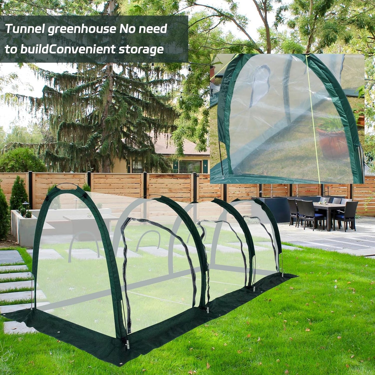 Portable Tunnel Greenhouse for Outdoors - Transparent Mini Greenhouses Ideal for Backyards and Outdoor Vegetable Cultivation (3M)-VerdiqueGarden