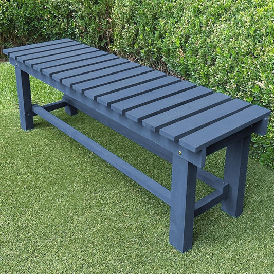 Outdoor Garden Wood Bench, 2-Person Weatherproof Wooden Bench Park Narrow Bench, Never Rot or Fade Waterproof Backless Bench for Entryway, Outdoor, Patio, Porch, Backyard and Park (Blue, 35.5''/90cm)-VerdiqueGarden
