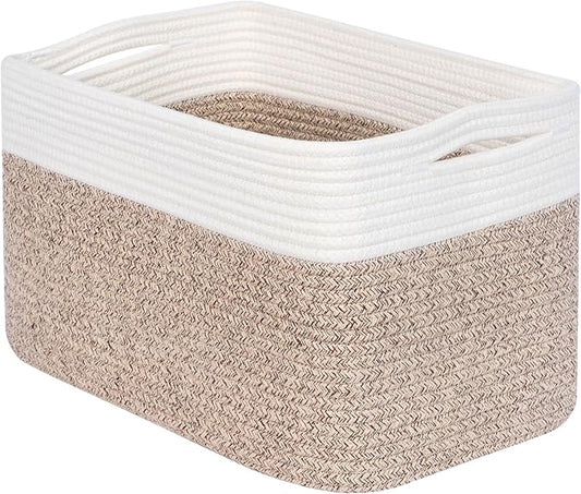 MINTWOOD Design Storage Basket for Shelves, Decorative Baskets for Organizing, Book Basket, Storage Cube Bin Box, Woven Closet Organizer, Pantry Closet and Shoe Basket, Light Brown-VerdiqueGarden