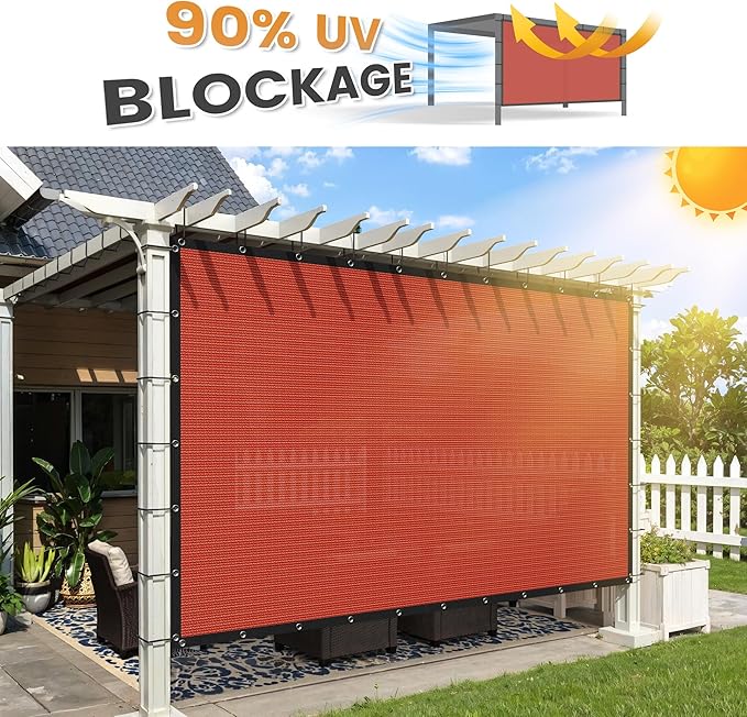 VICLLAX Shade Fabric Sun Shade Cloth with Every 2 FT Grommets for Patio Garden Pergola Cover Canopy 24x24 FT, Rust Red-VerdiqueGarden