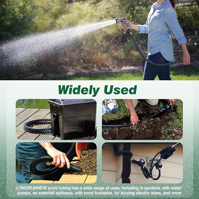 1.25" ID x 23.6 Ft Premium Flexible PVC Pond Tubing - Durable, Kink-Resistant, and Multipurpose for Ponds, Water Features, Filters, and More - Easy Installation and Concealment-VerdiqueGarden