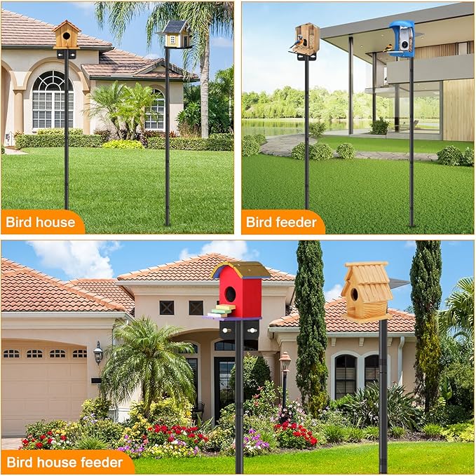 2 Pack 80 Inch Adjustable Bird Feeder Pole,Bird House Pole Suitable for Feeders & Birdhouse,Weather Station,Heavy-Duty Rustproof Design,Enhance Outdoor Decor & Birdwatching Experience-VerdiqueGarden
