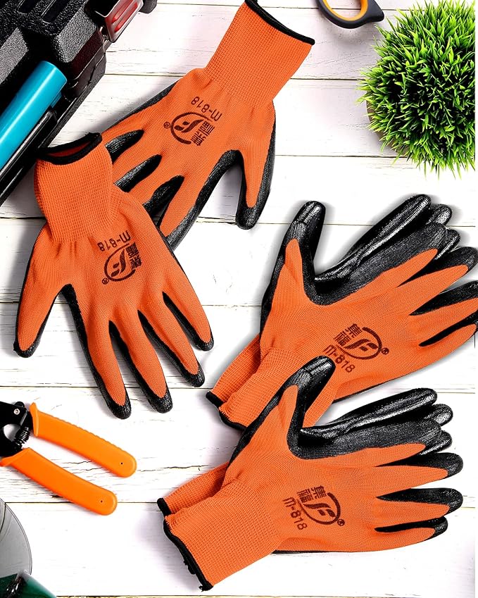 Nuogo 24 Pairs Gardening Gloves for Men Women Rubber Coated Landscaping Work Gloves Safety Work Construction-VerdiqueGarden