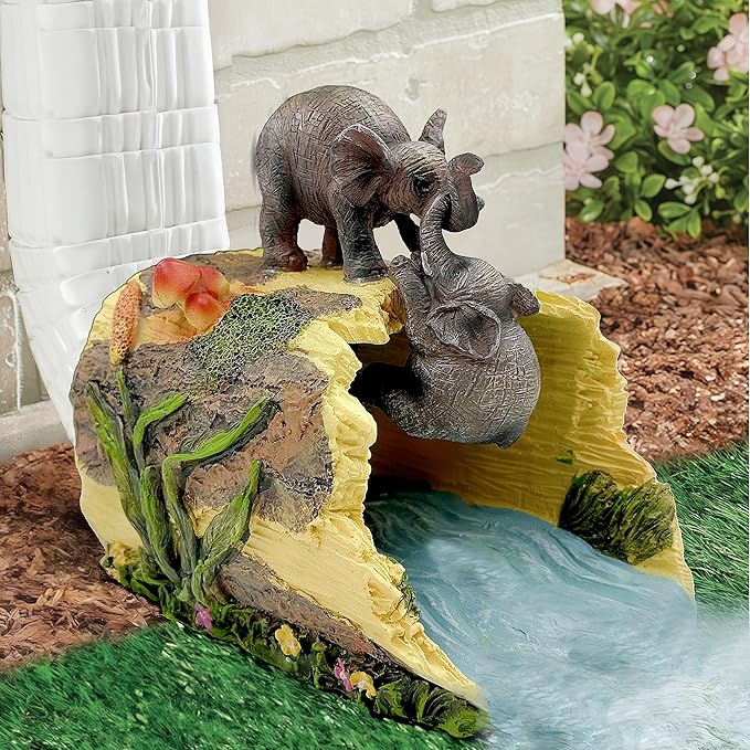 Elephant Sculpture 3"x4" Gutter Downspout Extension, Outdoor Decor Sculpture, Garden Animal Statue, Gutter Diverter Rain, Decorative Gutter Extension Downspout, Eco-Friendly and Durable-VerdiqueGarden
