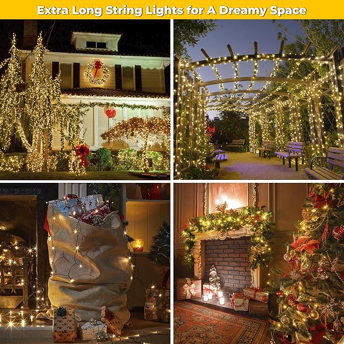 weillsnow 164Ft 500 LED Christmas Lights, Waterproof 8 Twinkle with Memory Functions Christmas Tree Lights for Indoor Outdoor Christmas Tree Garden Decoration (Warm White)-VerdiqueGarden