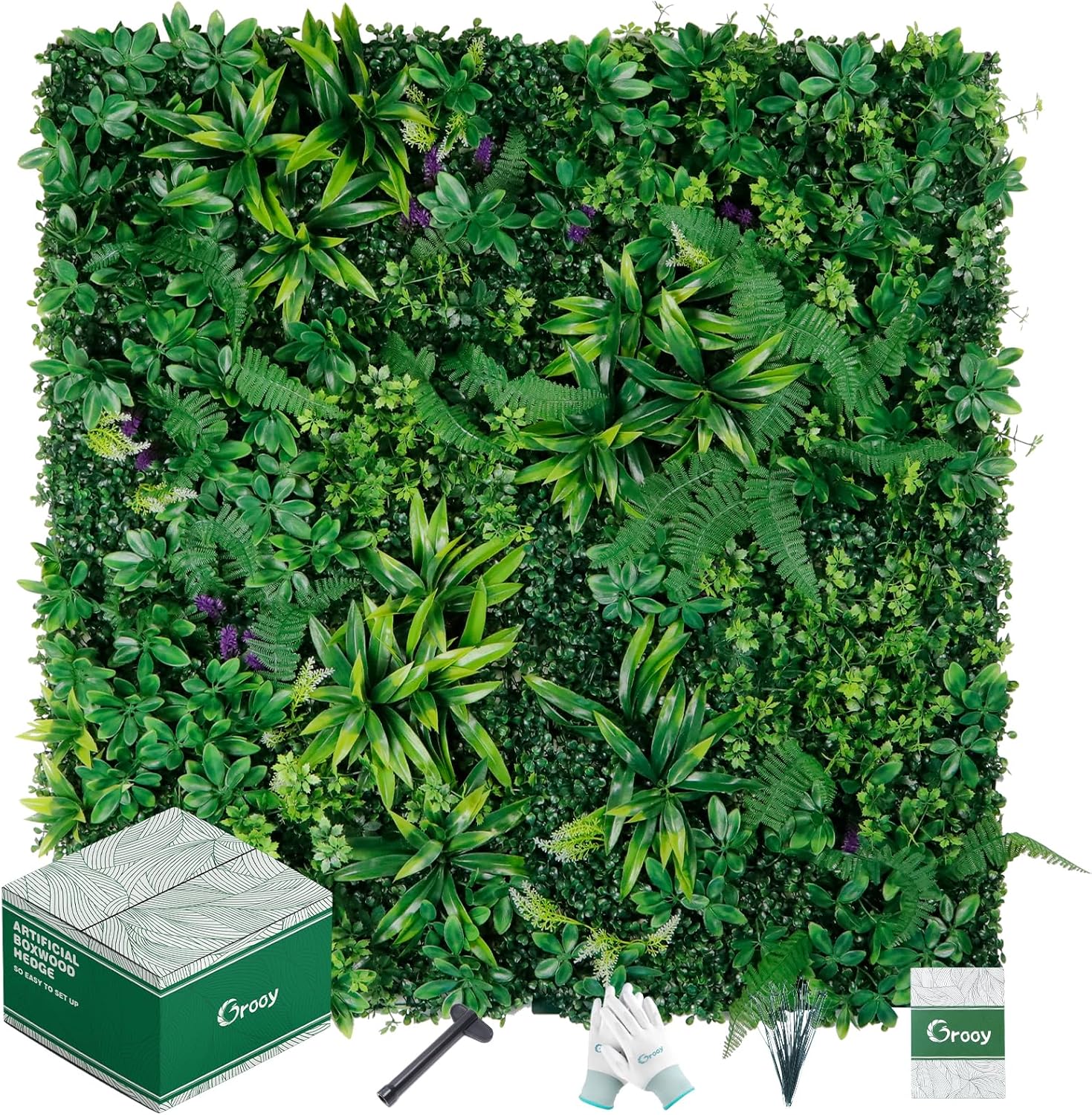 Artificial Boxwood Panels, Grass Wall Panels 20"x20"(16pcs), Privacy Hedge Fence Screen with UV Protection, Fake Greenery Backdrop for Indoor Wedding and Outdoor Garden Backyard-VerdiqueGarden
