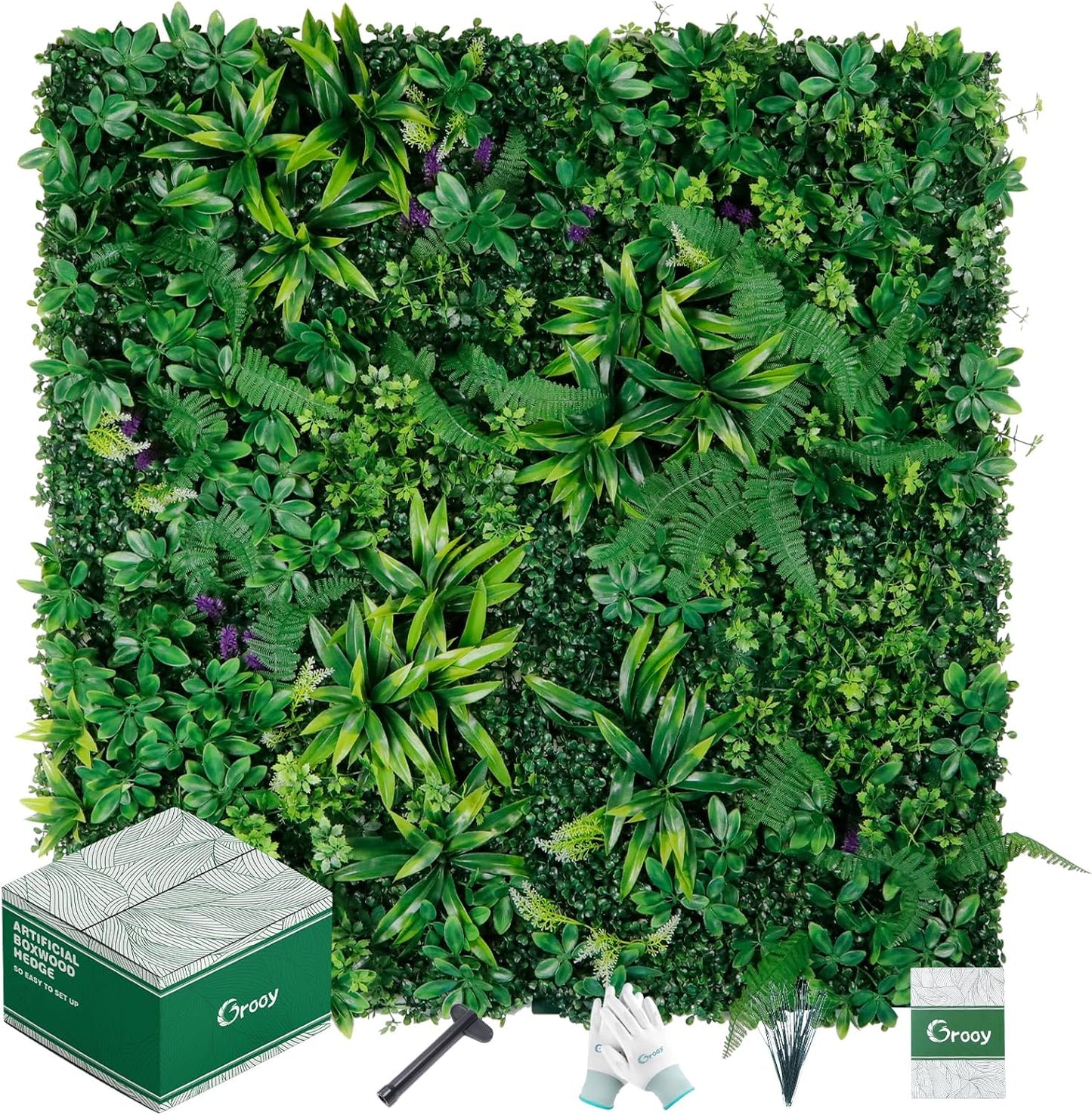 Artificial Boxwood Panels, Grass Wall Panels 20"x20"(12pcs), Privacy Hedge Fence Screen with UV Protection, Fake Greenery Backdrop for Indoor Wedding and Outdoor Garden Backyard-VerdiqueGarden