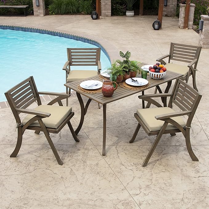 Arden Indoor/Outdoor Seat or Rocking Chair Cushion, 19 x 18, Water Repellent, Rain Proof, Fade Resistant Cushion for Rocking or Dining Chairs Tan Leala-VerdiqueGarden