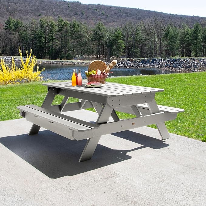 highwood Hometown Picnic Table, 6 Foot, Harbor Gray-VerdiqueGarden