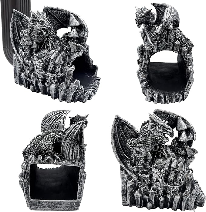 Dragon Gutter Diverter Rain, Outdoor Decor Sculpture, Garden Rain Downspout Diverter, Splash Block, Gutter Extender, Decorative Extension, Animal Statue,Eco-Friendly Resin, Fits 3x4 Downspouts-VerdiqueGarden