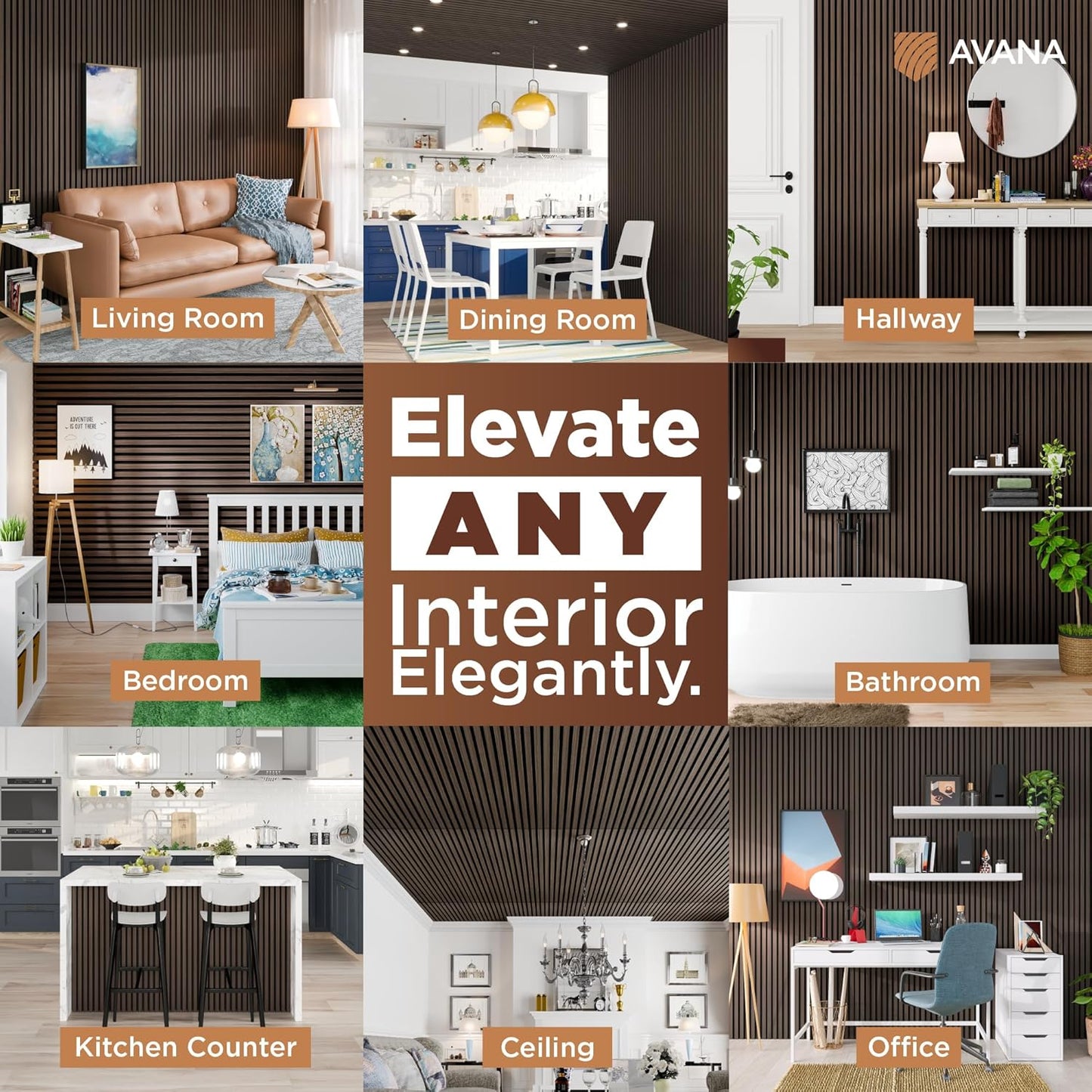 Avana Acoustic Wood Wall Panels – 94.4 x 12.6 Inch Dark Walnut Acoustic Panels 2 PCs – Wall Panels For Interior Wall Decor for Homes, Offices, Studios – Aesthetically Pleasing Wood Panels For Wall-VerdiqueGarden