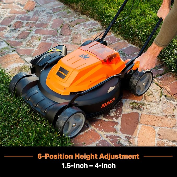 LawnMaster CLMF4819X 19-inch Brushless Cordless Mower with 2X24V MAX* 4.0Ah Battery and a Dual Charger 6 Cutting Position-VerdiqueGarden