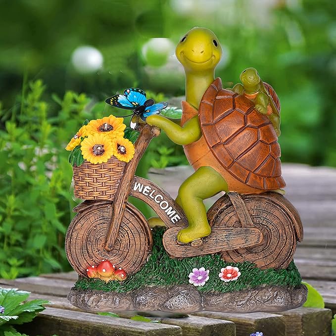 Garden Turtle Outdoor Statue -Solar Turtle Statue Outdoor with Lighted Sunflower,Turle Figurine for Garden Decor,Turtle Gifts for Women-VerdiqueGarden