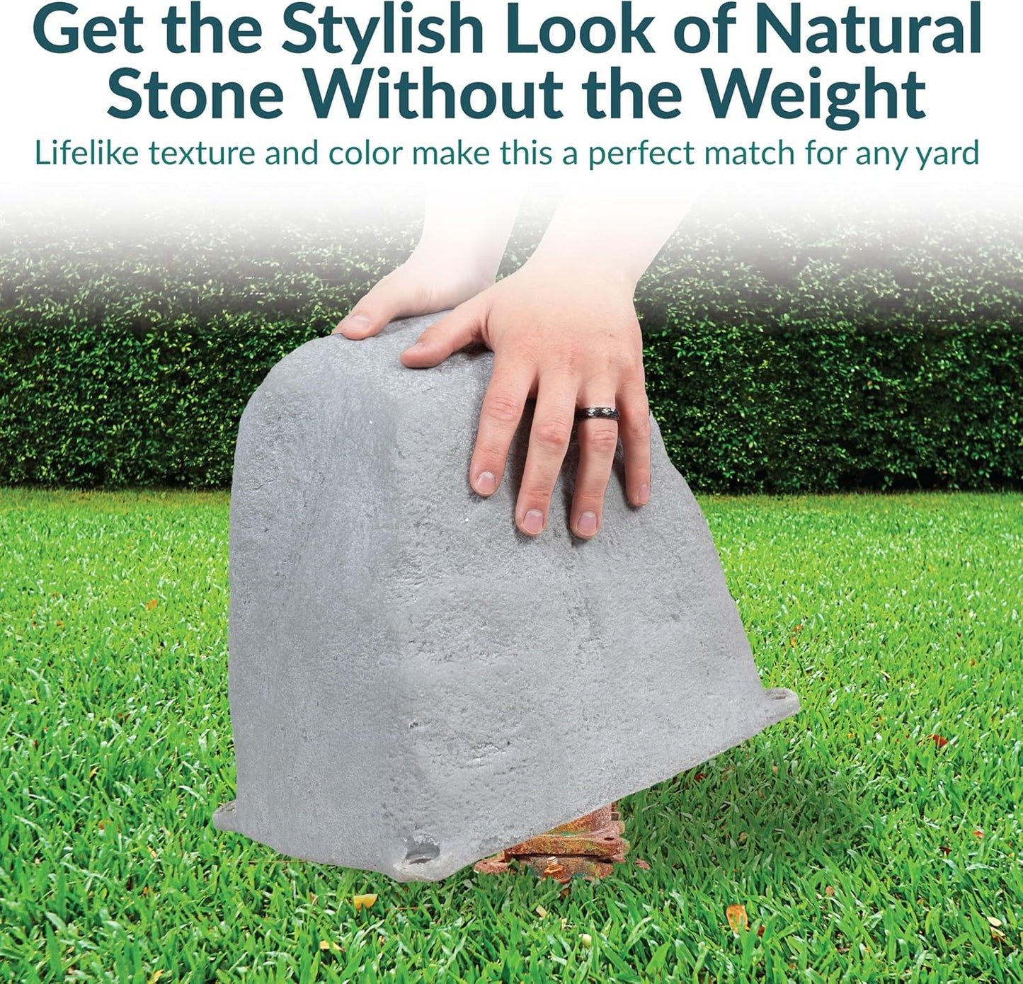 Sunnydaze 11" H Polyresin Faux Landscape Rock Cover - Lightweight Fake Rock Well Pump Cover for Outside - Gray-VerdiqueGarden