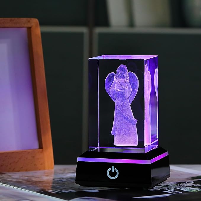 Qianwei 3D Crystal Guardian Angel Figurines Gifts for Women - Angel Red Cardinal Gifts Statue Stuff Paperweight Sympathy Christian Gifts for Best Friend Keepsake Paperweight-VerdiqueGarden