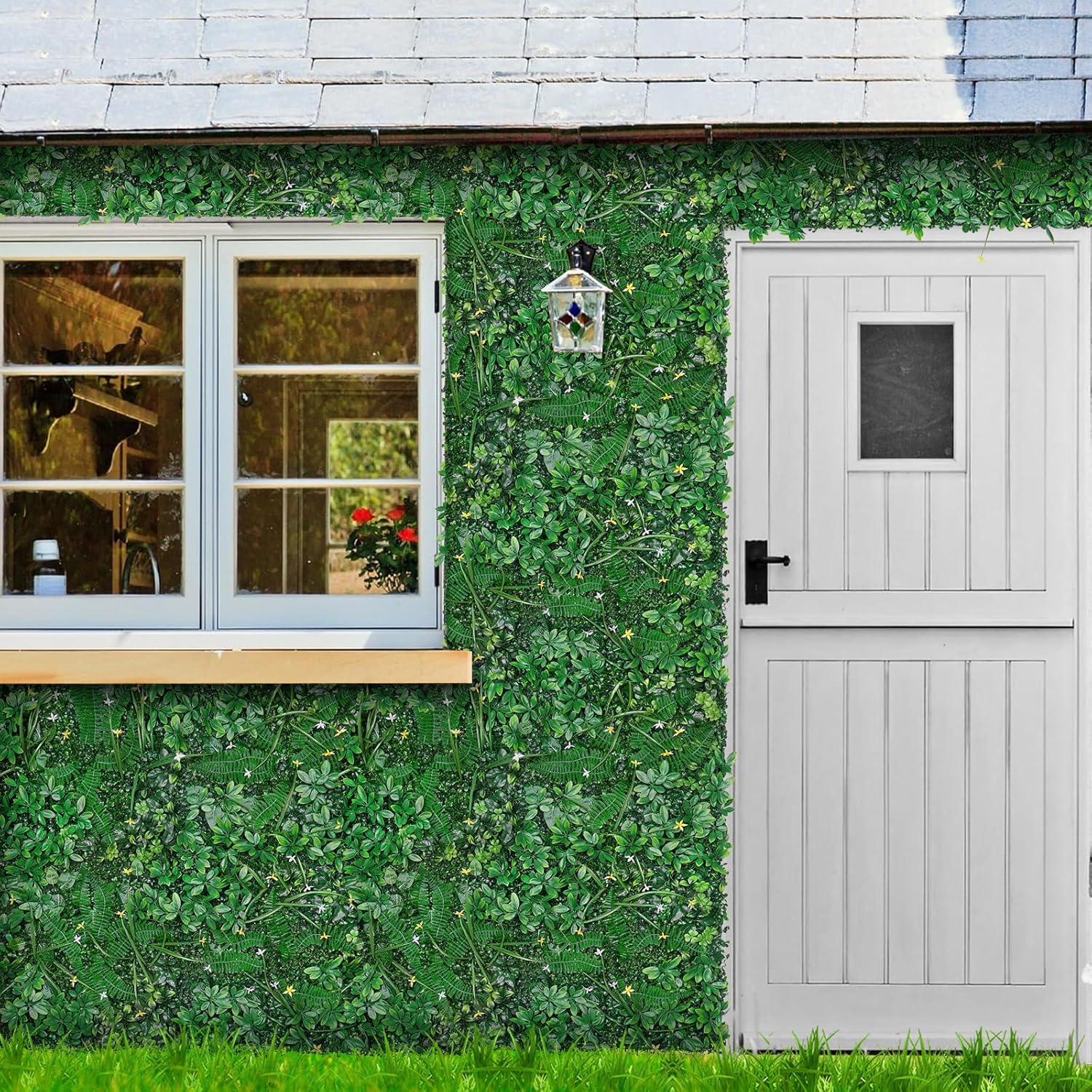 Grass Wall 20"x20" Pack of 16, Artificial Boxwood Panels, Privacy Hedge Fence Screen with UV Protection, Greenery Backdrop for Indoor Home Wedding Decor and Outdoor Garden Backyard-VerdiqueGarden