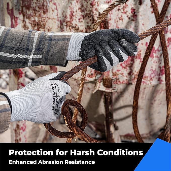 toolant Crinkle Latex Work Gloves Bulk, Rubber Coated Safety Work Gloves for Men and Women, 120 Pairs for Construction, Gardening, Warehouse (Gray, Large)-VerdiqueGarden