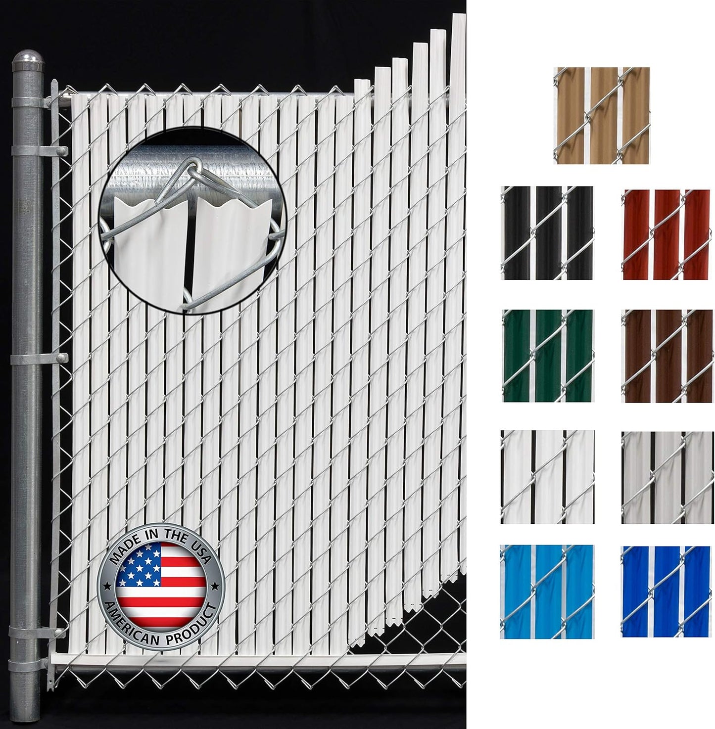 Wave Slat (9 Colors) Single Wall Bottom Locking Privacy Slat for 4', 5', 6', 7' and 8' Chain Link Fence (8 ft, White)-VerdiqueGarden